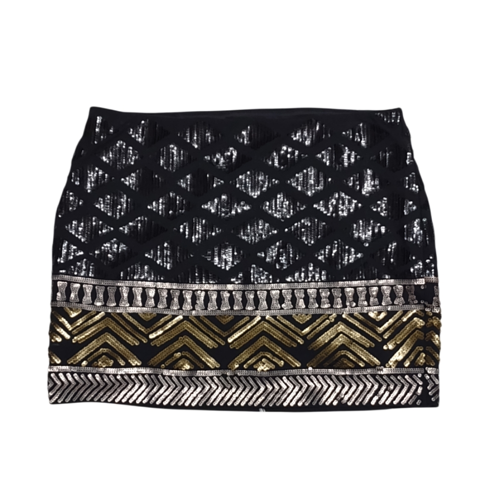 Express Diamond Sequin Mini Skirt Size Small - Picture 6 of 12